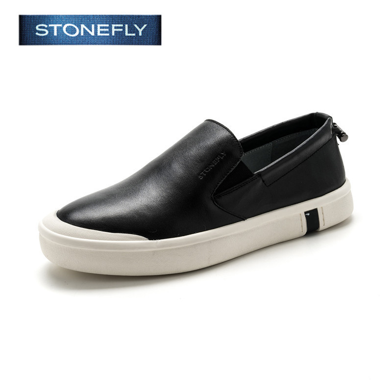斯通富来STONEFLY牛皮尖头低跟套脚光面春单鞋男SD71122831 黑色 39