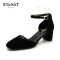 St&Sat/星期六商场同款稳固粗跟时尚女鞋凉鞋中后空SS71114390 黑色 37