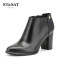 St&Sat/星期六尖头时尚粗高跟欧美短靴英伦女鞋SS64117311 10黑色 39