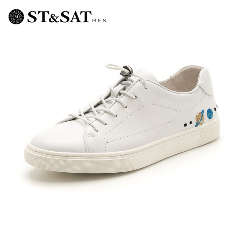 St&Sat/星期六舒适平底休闲交叉绑带男鞋SS81128132 白色 43