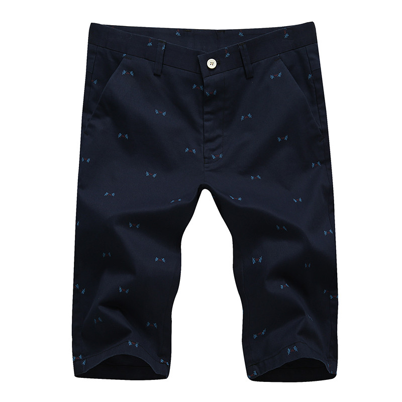 卡帝乐鳄鱼(CARTELO)休闲裤男夏季新品中年男士舒适休闲七分短裤BAI601 藏青色 36