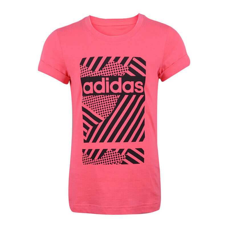 Adidas阿迪达斯童装2018年夏季新款女大童运动休闲透气舒适短袖圆领T恤CF6650 CF6651 164