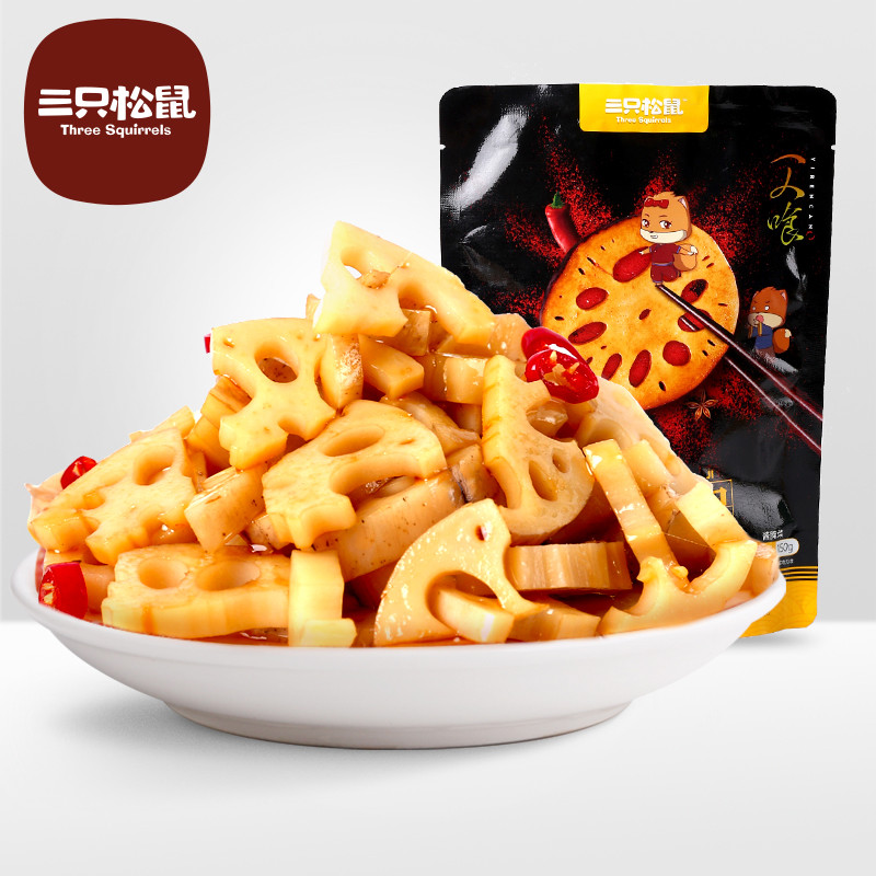 三只松鼠 卤味小食 黑鸭味脆莲藕 150g（休闲零食）