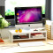电脑显示器办公 台式桌面增高架子底座支架桌上键盘收纳垫高置物架 白枫木色双层+白枫木色三层柜
