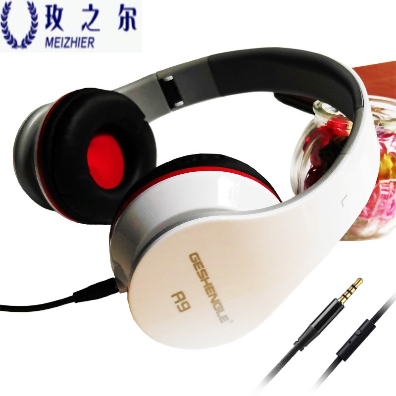 折叠红色头戴式潮手机耳机带话筒戴尔联想华硕笔记本单孔电脑耳麦