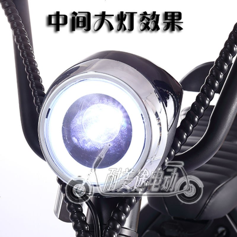哈雷电瓶车电动车天使眼仪码速度里程电量表配件大灯喇叭钥匙电锁 圆形天使眼大灯（带蓝牙音响）