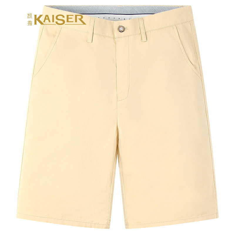 凯撒(KAISER) 中裤男士时尚简约休闲舒适棉质休闲五分裤 34(2尺7) 卡其色