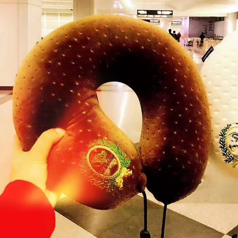 素万Suvarn Latex央视广告产品泰国家纺床上用品春季夏季秋季冬季纯色多功能枕乳胶透气护颈SV-U旅行U型枕 棕色 30*30*10cm