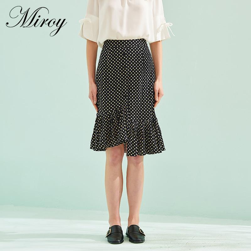 麦诺伊2018夏SHOP1972浪漫淑女波点半身裙MIHMJE212_1 S 黑白点3天发货