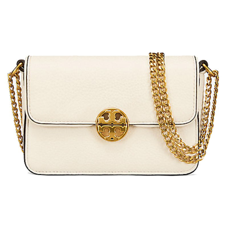 Tory Burch/托里·伯奇TB女包 欧美时尚包盖式锁扣硬头层牛皮单肩包 女 斜跨包 小号 39734 白色