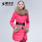 雪中飞（SNOWFLYING）羽绒服女中长潮加厚修身大毛领X1401082 155/80A 亮西瓜红