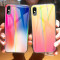 机伴 苹果iphone8plus/7Plus手机壳苹果6/6splus苹果X新款TPU镭射极光渐变钢化玻璃手机壳/保护套 苹果X-青变粉