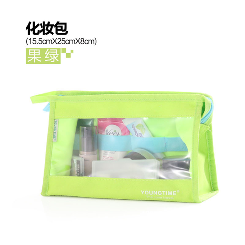 旅行防水洗漱包多功能收纳包外出便携化妆包短途旅行收纳整理小包_1 C款果绿化妆包