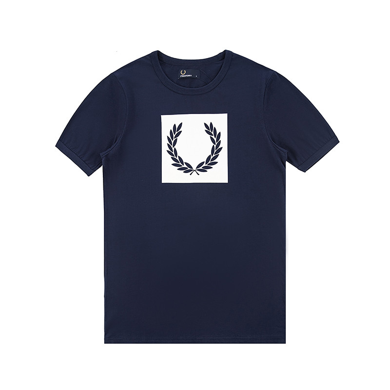 Fred Perry 男装新款 LOGO 印花英伦风纯棉短袖 T恤 M3601 XL 蓝色