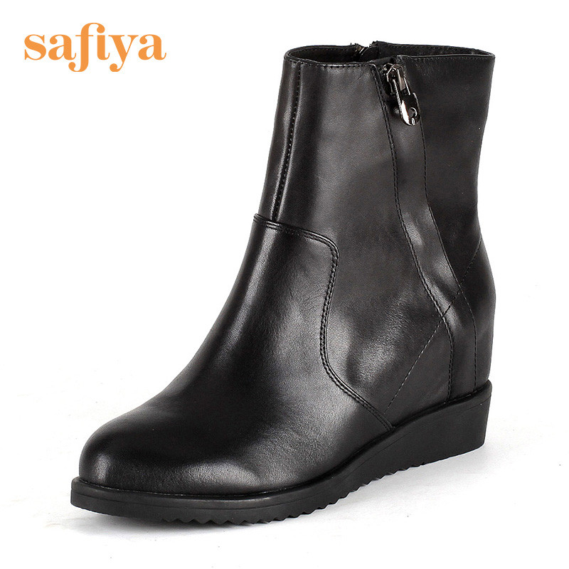 索菲娅Safiya牛皮圆头高跟拉链纯色深口女鞋SF54117076_TYe80 黑色 37