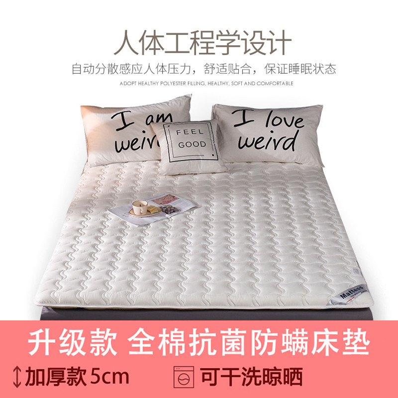 沿蔻 运动版床垫褥子 立体透气加厚保护垫 床护垫 单双人榻榻米防滑床垫可定做定制 1.0*2.0米 英威达全棉-白色【5cm】
