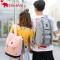 爱华仕(OIWAS)潮男双肩包竖款运动休闲包大容量旅行包学生电脑书包女皮带扣翻盖背包4619 黑色