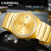 嘉年华Carnival时尚水钻手表 男士全自动机械表 男表进口Miyota机芯复古金色表商务腕表轻奢8581G 罗马土豪金色
