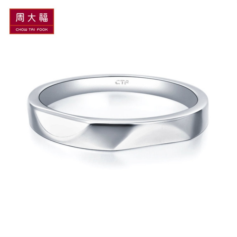 精品周大福珠宝首饰波纹曲面925银戒指/情侣对戒_1 默认尺寸 13号360元
