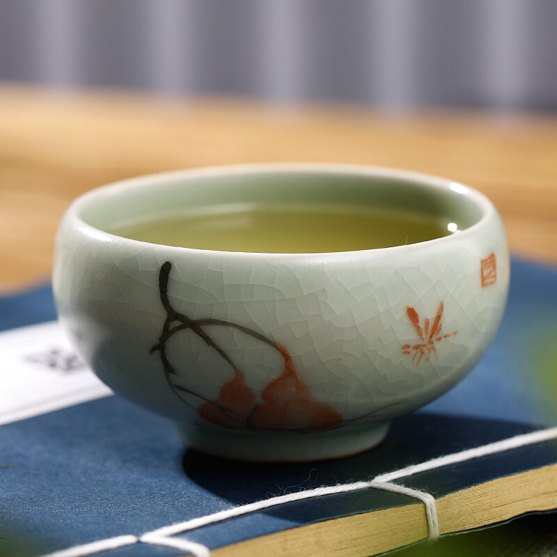 常生源 汝窑茶杯手绘开片原矿送礼功夫茶具单杯精致礼盒 臻致主人杯