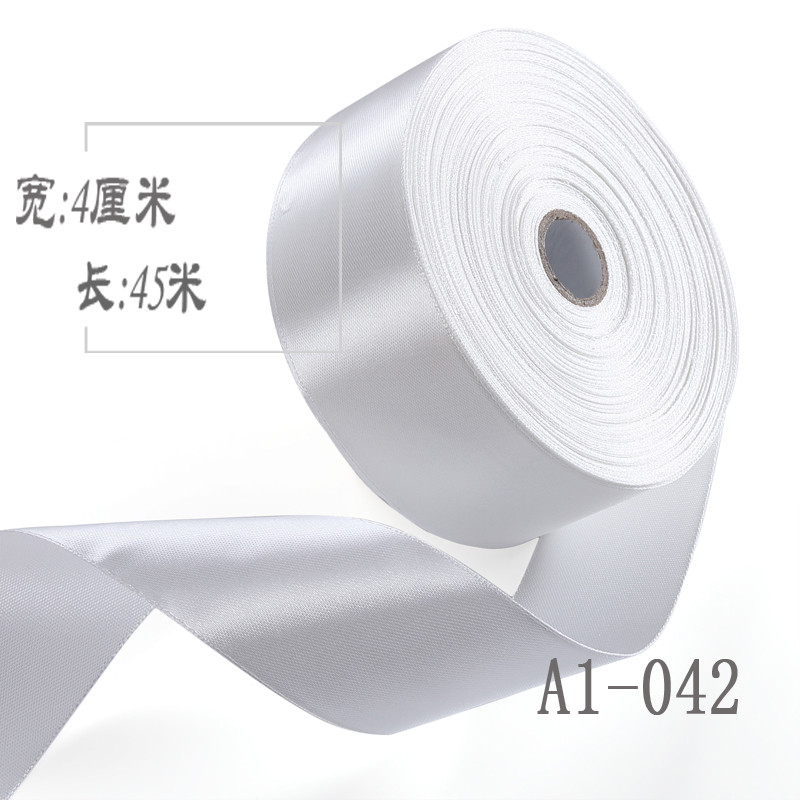 厂家4cm厘米手工玫瑰花婚礼椅背礼品缎带绸彩带织带包装丝带_1 乳白色042
