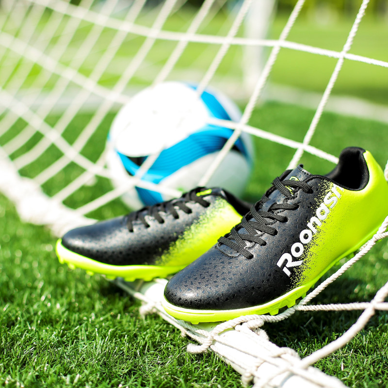 罗纳森新品足球鞋男高质防滑耐磨包裹性强轻便足球鞋 荧光绿黑 35码