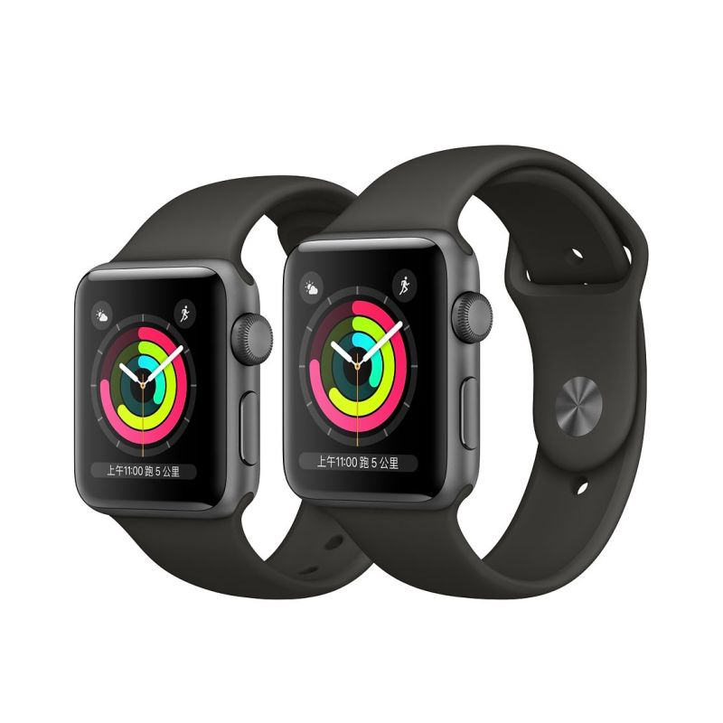 Apple Watch Series3 S3 42毫米+蜂窝网络 深空灰色铝金属壳搭配黑色运动型表带 42mm手表QT2