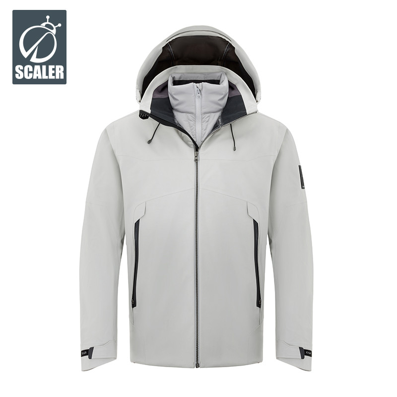 SCALER+/思凯乐户外新款鹅绒内胆冲锋衣男两件登山服F8124901 XXXL 浅灰