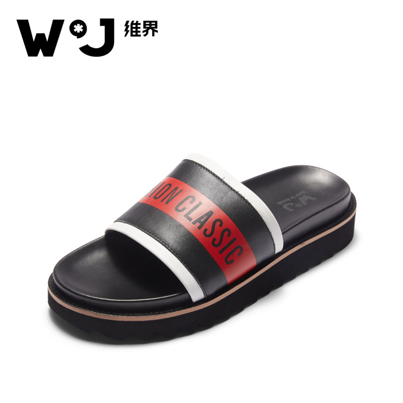 维界拖鞋男夏季时尚外穿沙滩鞋休闲凉拖潮室外防滑软底新款一字拖 黑白 39