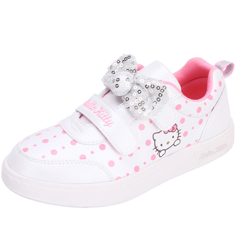 HELLO KITTY童鞋女童运动鞋2017秋季新款儿童休闲板鞋蝴蝶结鞋K7533820 26码/16.1cm 白色