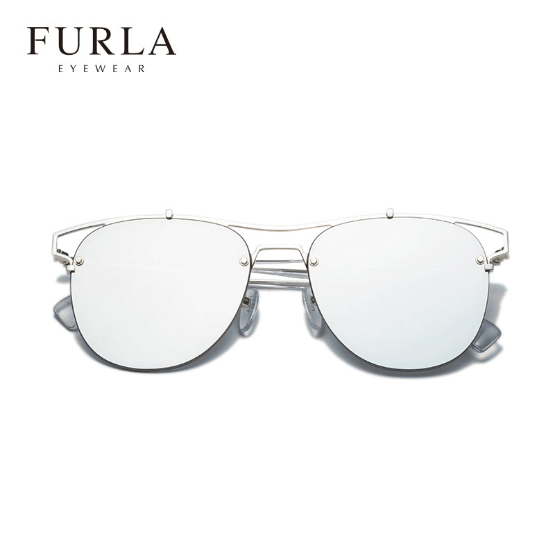 FURLA/芙拉新款潮男女款太阳眼镜半金属边框圆脸驾驶镜SFu106 SFU10656300G