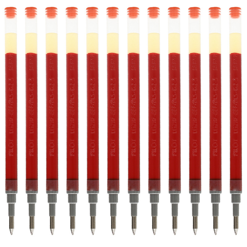 百乐（PILOT）BLS-G2-5中性笔芯0.5mm 适用BL-G2/LJU-10EF笔 黑红蓝三色可选替芯 红色12支装