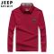 吉普男装JEEP SPIRIT男士POLO衫2018春秋新品纯色徽章休闲百搭男士打底衫宽松大码上衣潮 XXXL 紫红色