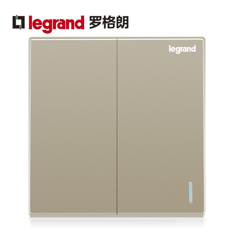 罗格朗(Legrand)开关插座面板多孔五孔usb二三插16a智能家居86型家用暗装墙壁电源仕典金色 二开单控带荧光 仕典米兰金