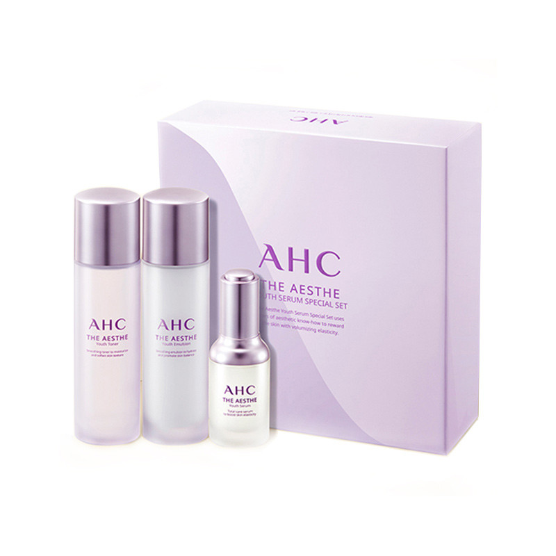 【18年新款】AHC薰衣草水乳精华3件套装清爽保湿补水控油平衡收缩毛孔镇定玻尿酸面部护肤套装礼盒 韩国进口