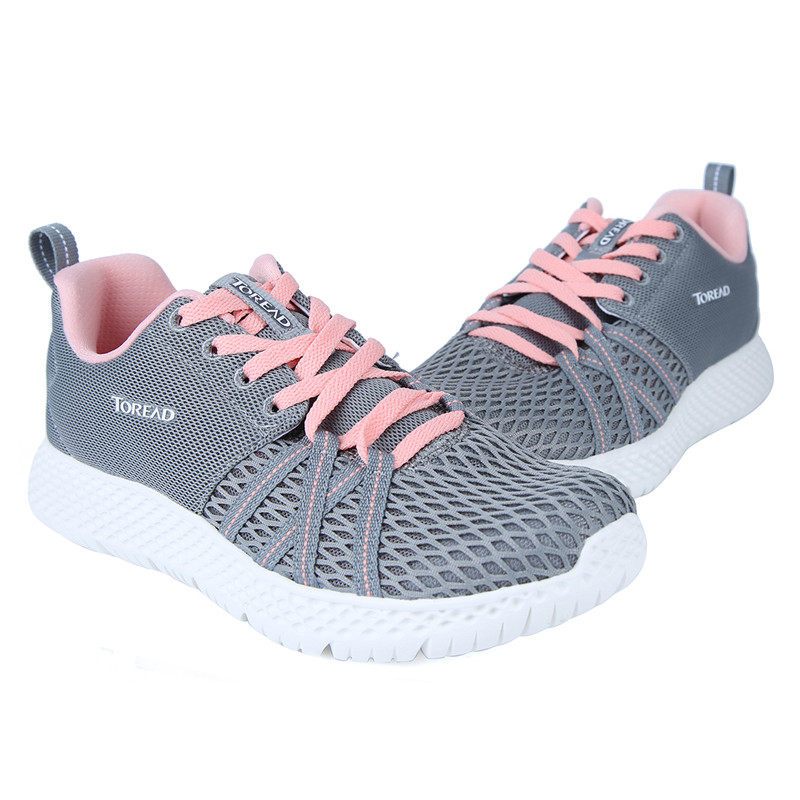 探路者（TOREAD）户外春夏男女健走鞋轻便舒透气适运动鞋TFOG81735 TFOG82735-G07A中灰/桃芽粉（女） 43