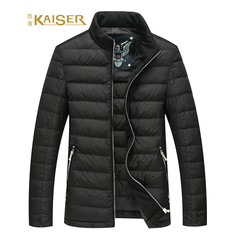 凯撒KAISER羽绒服立领休闲男式外套舒适时尚冬装 180/XL 黑色
