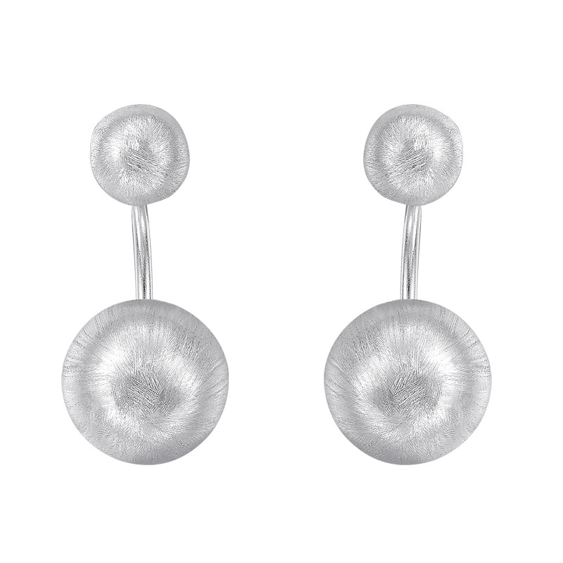 925银耳钉时尚银饰品大小磨砂银球耳钉7309送女朋友七夕情人节礼物_9_3 均色
