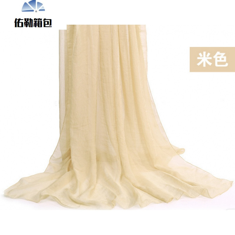 韩版夏季丝巾披肩薄款白色沙巾围巾女长款雪纺wd 米白色