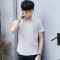 2018夏季短袖衬衫男士修身青少年韩版潮流条纹衬衣男 L 160黑色