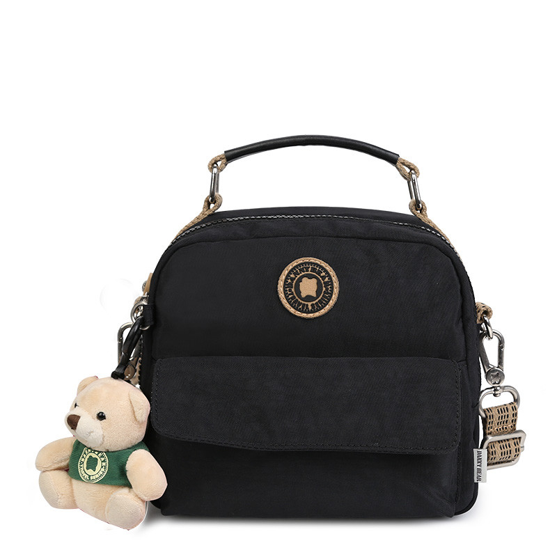 丹尼熊(Danny Bear) 经典纯色洗水布女款多功能斜挎背包DBWB7118026-051 黑色