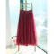 新款显瘦款网纱长裙半身裙中长裙子 75CM长 酒红色