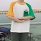 2018夏季新款拼色短袖T恤男士圆领宽松韩版五分半袖体恤薄款潮流 2XL 绿色