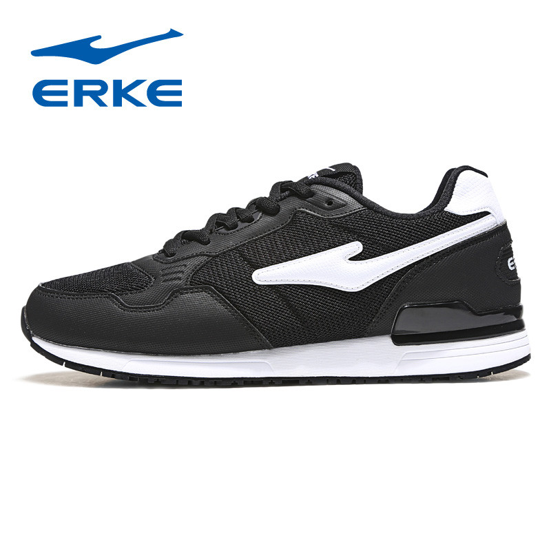 鸿星尔克（ERKE）跑步鞋2018秋季男子新款休闲舒适运动鞋耐磨男鞋51118320070 正黑 44码