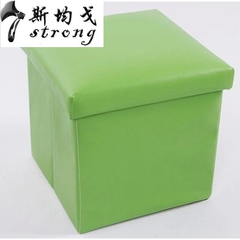 收纳凳子储物凳可坐人糖果色皮革换鞋凳有盖玩具收纳箱凳天蓝色24L_1 绿色