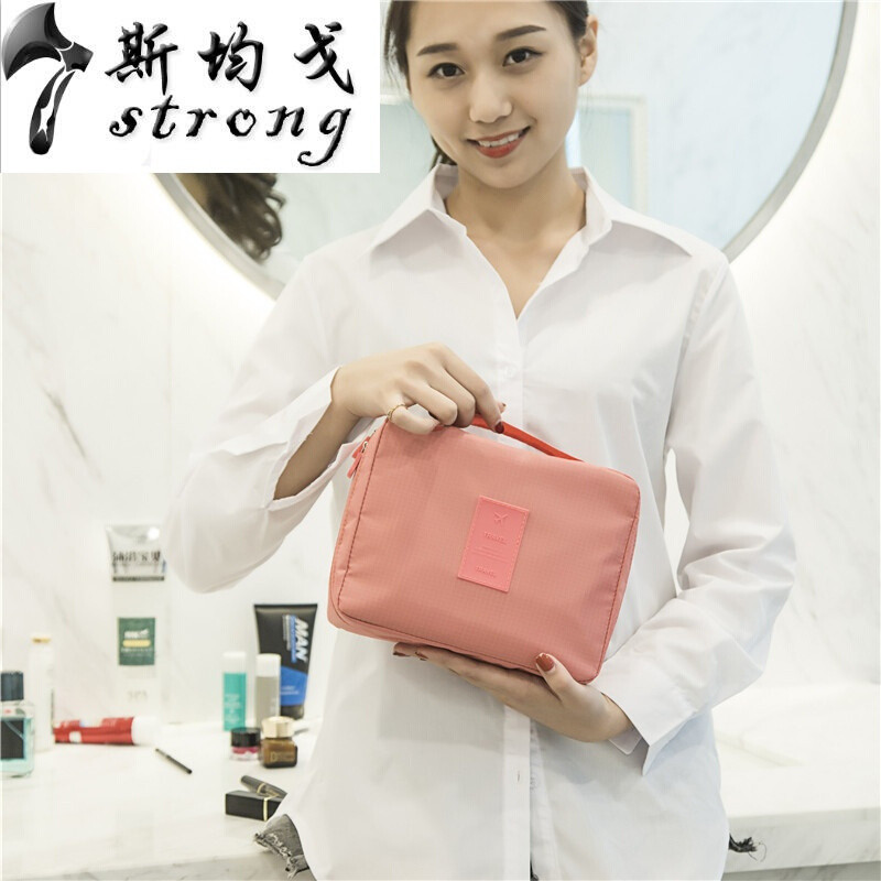 少女心化妆包可爱小号便携大容量多功能韩版简约便携化妆品收纳包浅蓝色半月包_1 西瓜红（二代）