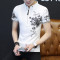 夏季男士短袖半袖韩版体恤修身男装衣服夏装2018polo衫潮_4_7 5XL T575藏青色