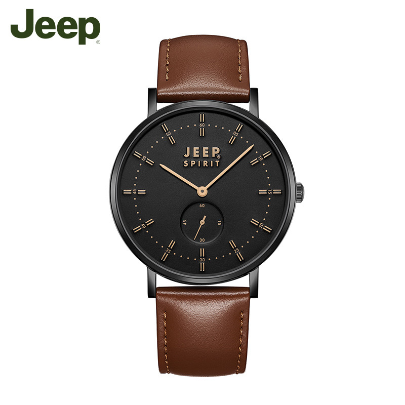 吉普（Jeep）手表纯系列牛皮带石英男士学生手表休闲时尚极简潮流男表JPS800101M JPS800101M