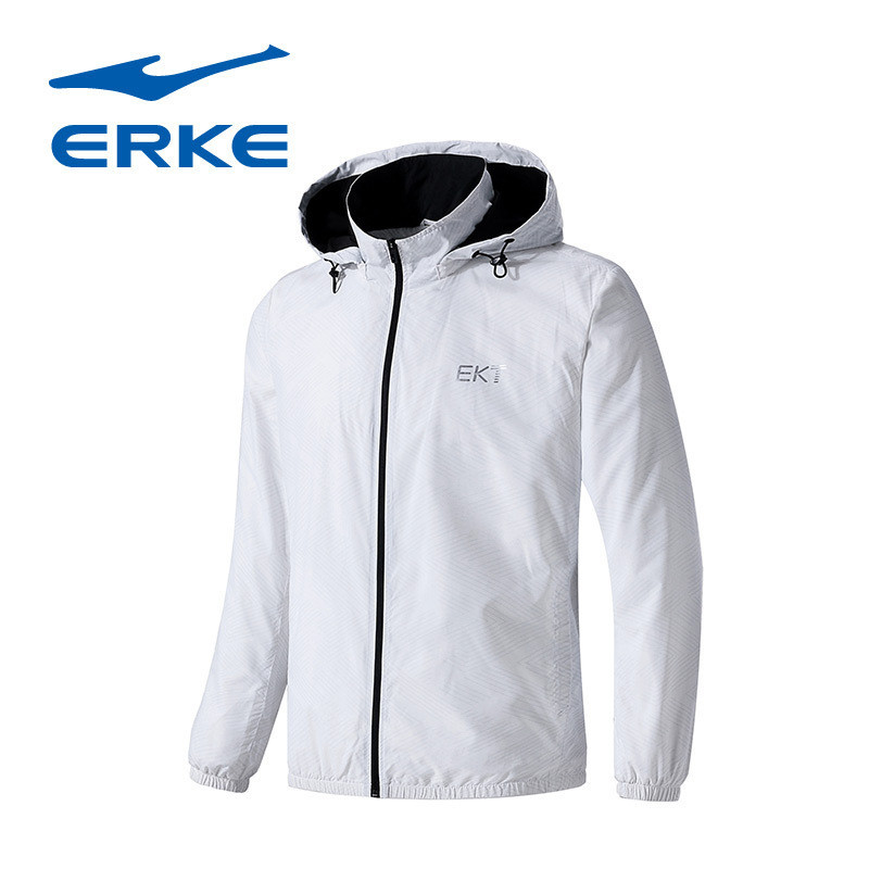 鸿星尔克（ERKE）2018新品男士秋季运动茄克休闲加厚夹克外套51218308031 L 正白