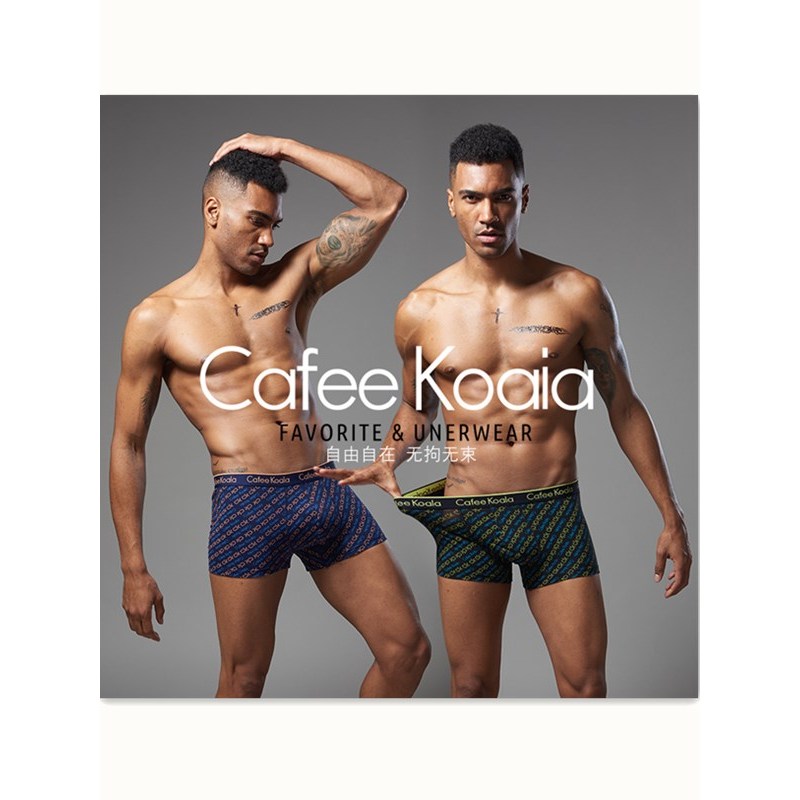 雅鹿出品2条装CafeeKoala系列 莫代尔男士内裤高端平角内裤青年四角短裤裤头 CK-6957 XXL CK-6957款宝蓝两条装